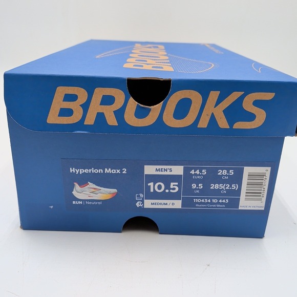 Brooks Hyperion Max 2 Men's 10.5 Running Shoes White Illusion Coral NEW w/ Box - Picture 3 of 10